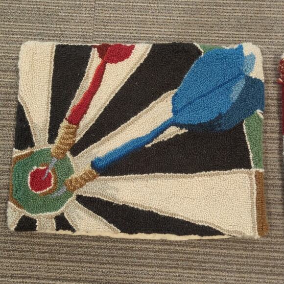 Grandin Road Pillow Covers Pair Darts Billiard Pool Balls Game Room Man Cave - Picture 3 of 7